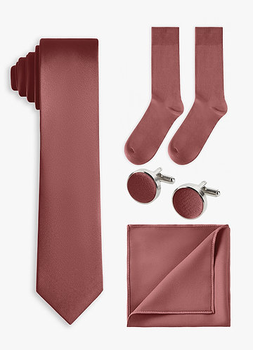 front Matching color 4-Piece Stretch Satin Skinny Tie Set