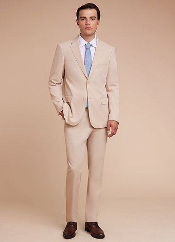 front Carter Tan Cotton Linen Blend Suit