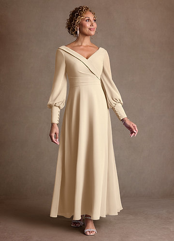 what is an ankle length dress called Simple A-Line Wedding Dress With Buttons| Kleinfeld Bridal main image 1