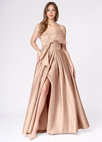 Miebow Blush Pink Strapless Illusion V-Neck Gown image1