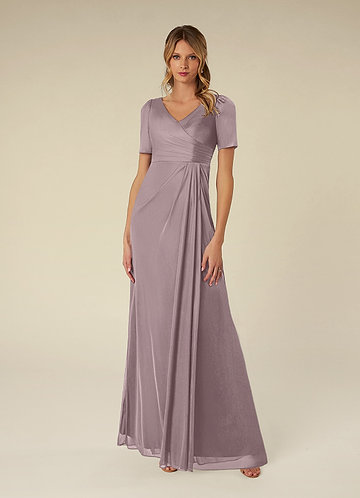 Azazie Bessie Mother of the Brides Dresses Dusk A-Line Pleated Mesh Dress image1