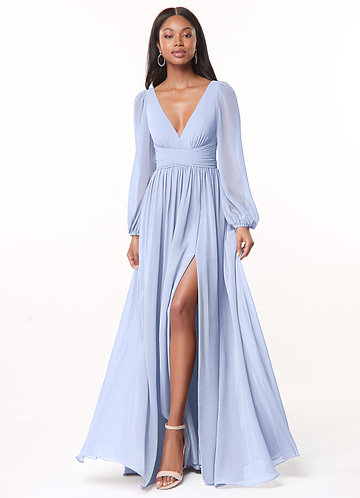 Azazie Norah Bridesmaid Dresses Vestido Gelo de Chiffon de Linha A com Manga comprida image1