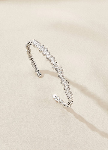 front Thin Jagged Crystal Cuff Bracelet