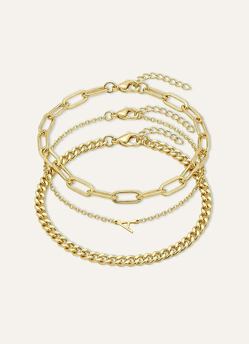 front 3 Piece Initial Letter Bracelet Set