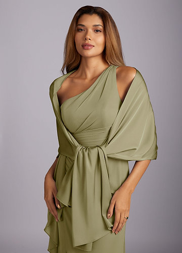 front Azazie Aleena Stretch Satin Shawl