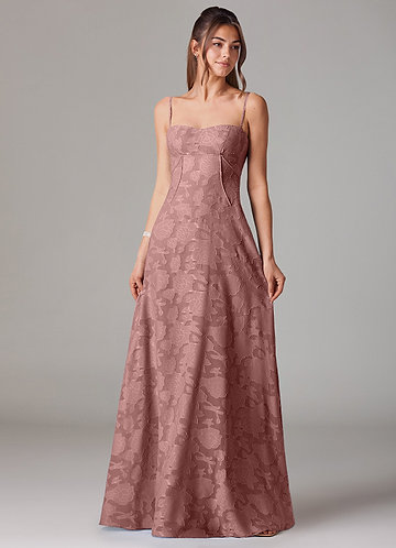 Azazie Valentine Bridesmaid Dresses Dusty Rose A-Line Sweetheart Neckline Floral Burnout Dress image1