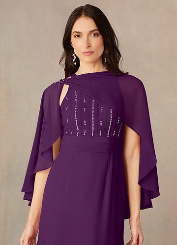 front Azazie Matching Color Chiffon Asymmetrical Wrap