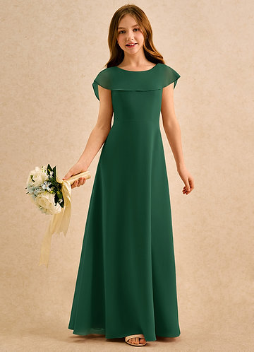 Azazie Kittie Girls Formal Kukkastyttöjen mekot A-linja Sifonki Lattian pituus Pukeutua image1