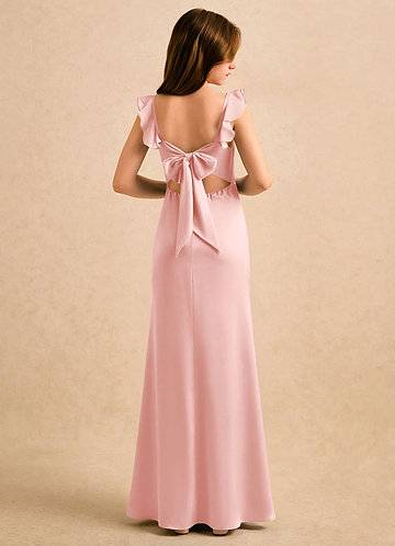 Novalie Girls Formal Flower Girl Dresses Powder Pink Mermaid Bow Stretch Satin Dress image1