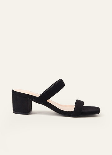 front Sandal med två remmar med låg tjock klack