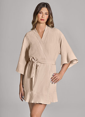 front Matching Color Ruffled Cloud-Soft Robe
