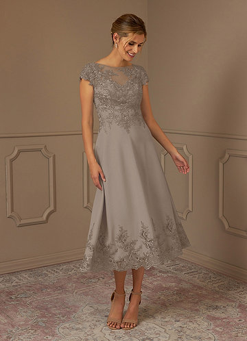 Azazie Terrano Mother of the Brides Dresses Taupe A-Line Scoop Lace Dress image1