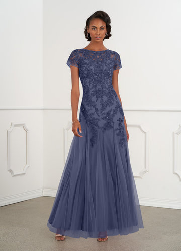 stormy blue mother of the bride dress