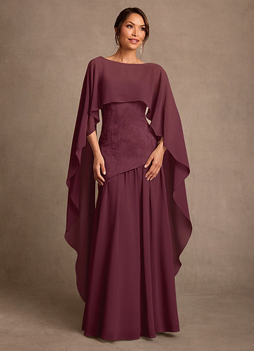Azazie Flossie Klänningar till brudens mor Klä A-Line i Chiffong Plisserad Cabernet image1