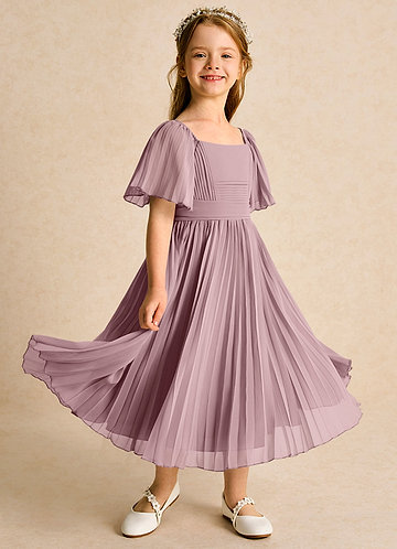 Azazie Gisele Abiti da Ragazza di Fiori Abito A-Line in Chiffon Plissettato Rosa Polverosa image1