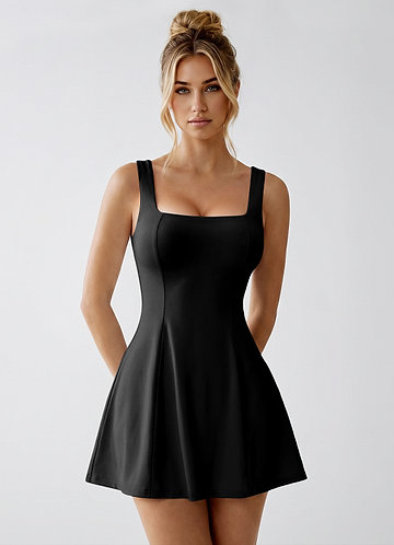 Romy Black Stretch Knit Mini Dress image1