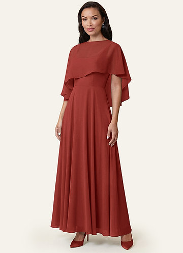 front Azazie Enveloppement En Mousseline De Soie Wren De Couleur Assortie