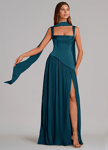blue dress for baby girl Blue Mermaid Sheer Corset Split Dress main image 0