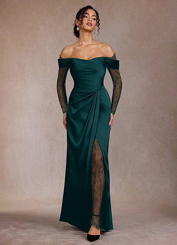 Gizela Forest Green Lace Maxi Dress image1