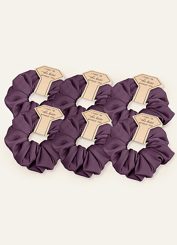 front Matching Color Six-Piece Bridesmaid Stretch Satin Over Size Scrunchie Set
