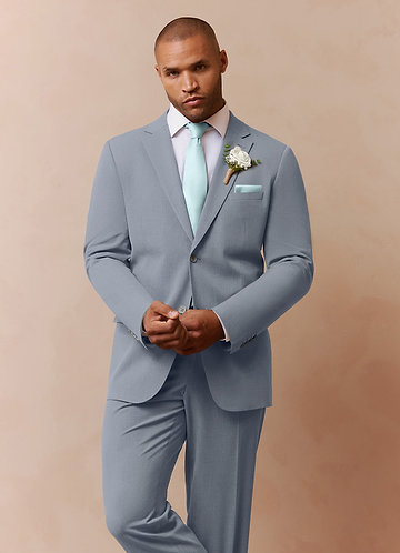 front Savile Light Blue Wool Blend Suit Jacket