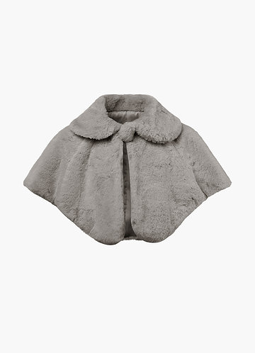 front Flower Girl Faux Fur Collared Cape