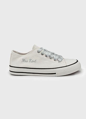 front Personalized Ribbon Canvas Sneakers