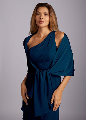 front Azazie Aleena Stretch Satin Shawl