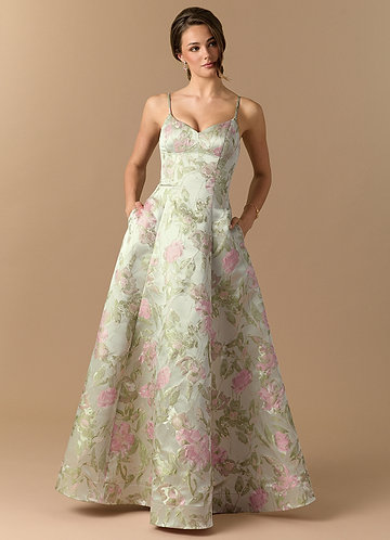 Raquel Blush Floral Green Maxi Dress image1