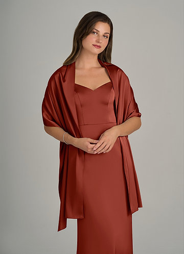 front Azazie Matching Color Ireland Stretch Satin Shawl