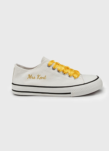 front Personalized Ribbon Canvas Sneakers