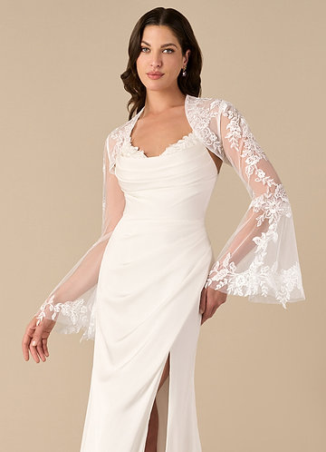 front Azazie Haggith Lace Tulle Wrap