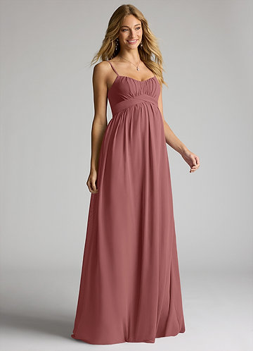 Azazie Llana Vestidos de dama de honor de maternidad Vestido de Corte en A Hasta el suelo Gasa image1