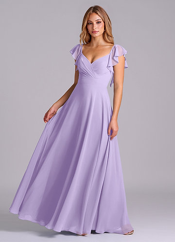 Azazie Leilani Bridesmaid Dresses Lilac A-Line Pleated Chiffon Dress image1