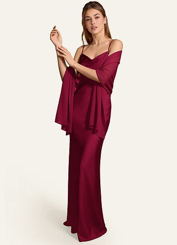 front Azazie Dopasowany kolor szal Aleena z szyfonu