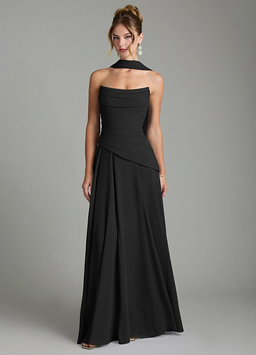 Gabriela Bridesmaid Dresses Black A-Line Corset Chiffon Dress image1
