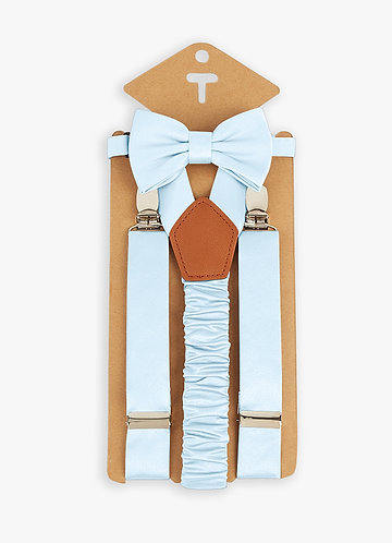 front Boy's Matching Matte Satin Bow Tie & Suspenders Set