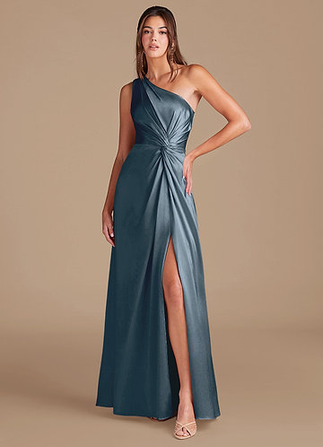 Dusty Blue Or Twilight Metallic Satin Bridesmaid Dresses