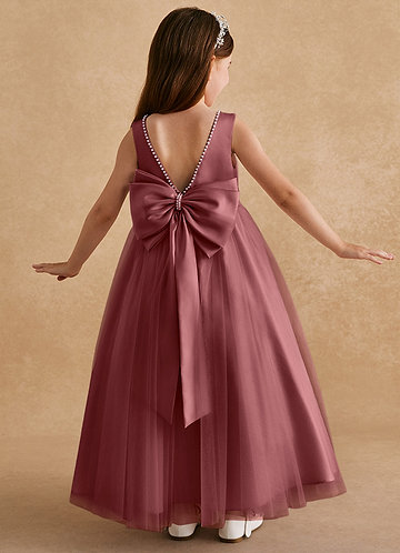 Azazie Cookie Flower Girl Dresses Vestido Ametista de Tule de Linha A com Arco image1