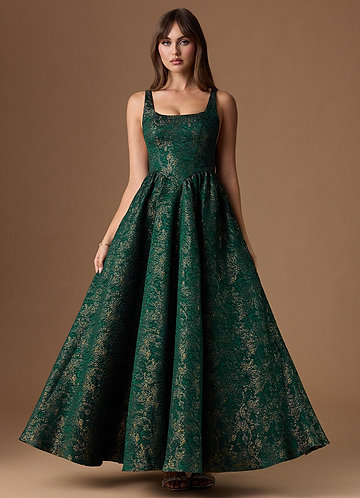 Robe Longue Émeraude Dorée Bea image1