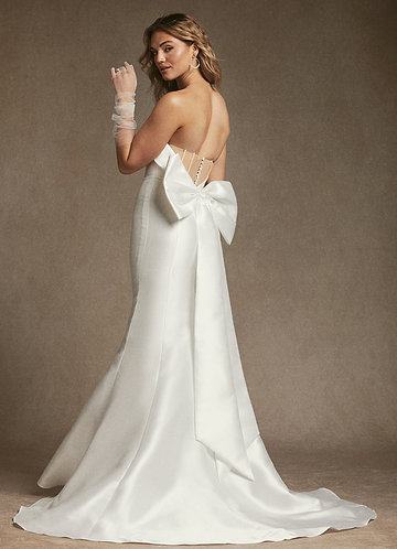 Azazie Artemia Robe de Mariée Robe Sirène en Mikado Sans bretelle Blanc De Diamant image1