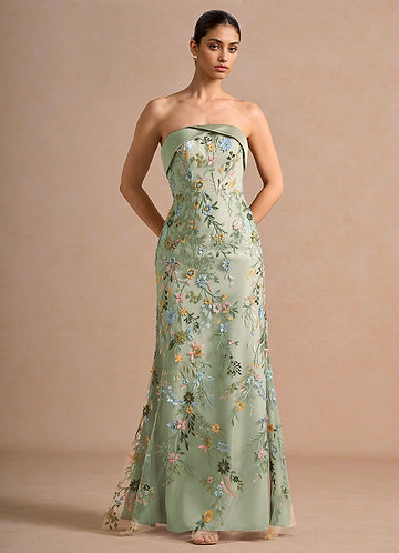 Beabea Light Green Maxi Dress image1