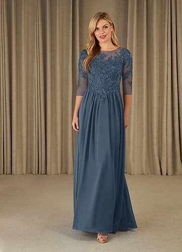 Azazie Mirielle Mother of the Brides Dresses Neptune A-Line Scoop Lace Chiffon Dress image1