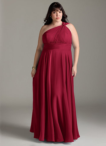 Azazie A-Line Scoop Neck Floor-Length Chiffon Bridesmaid Dresses Burgundy