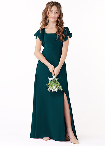 Azazie Jiya Junior Bridesmaid Dress in Pine | Azazie