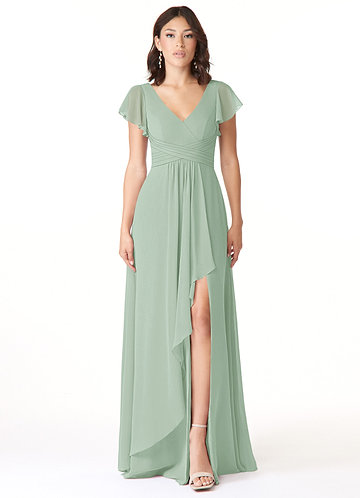 Azazie Omari Bridesmaid Dresses Agave A-Line Chiffon Dress image1