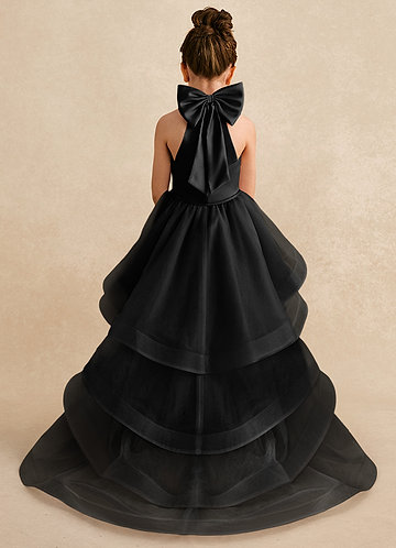Azazie Bev Flower Girl Dresses Vestido Preto de Tule de Linha A com Conversível image1