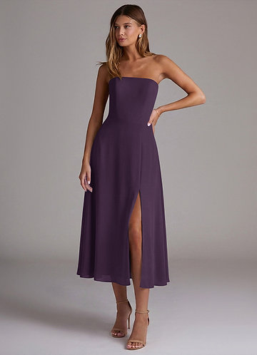 plum tea length bridesmaid dresses Plum & Eggplant Bridesmaid Dress