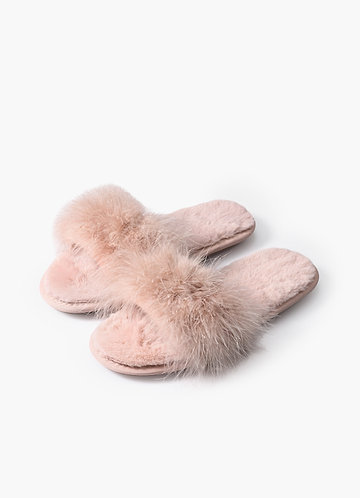 front Cross Band Fuzzy Slippers