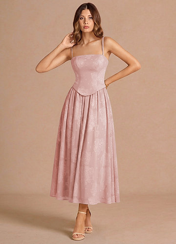 Isaura Powder Pink Midi Dress image1